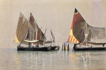 italian Painting - Italian Boats Venice seascape William Stanley Haseltine